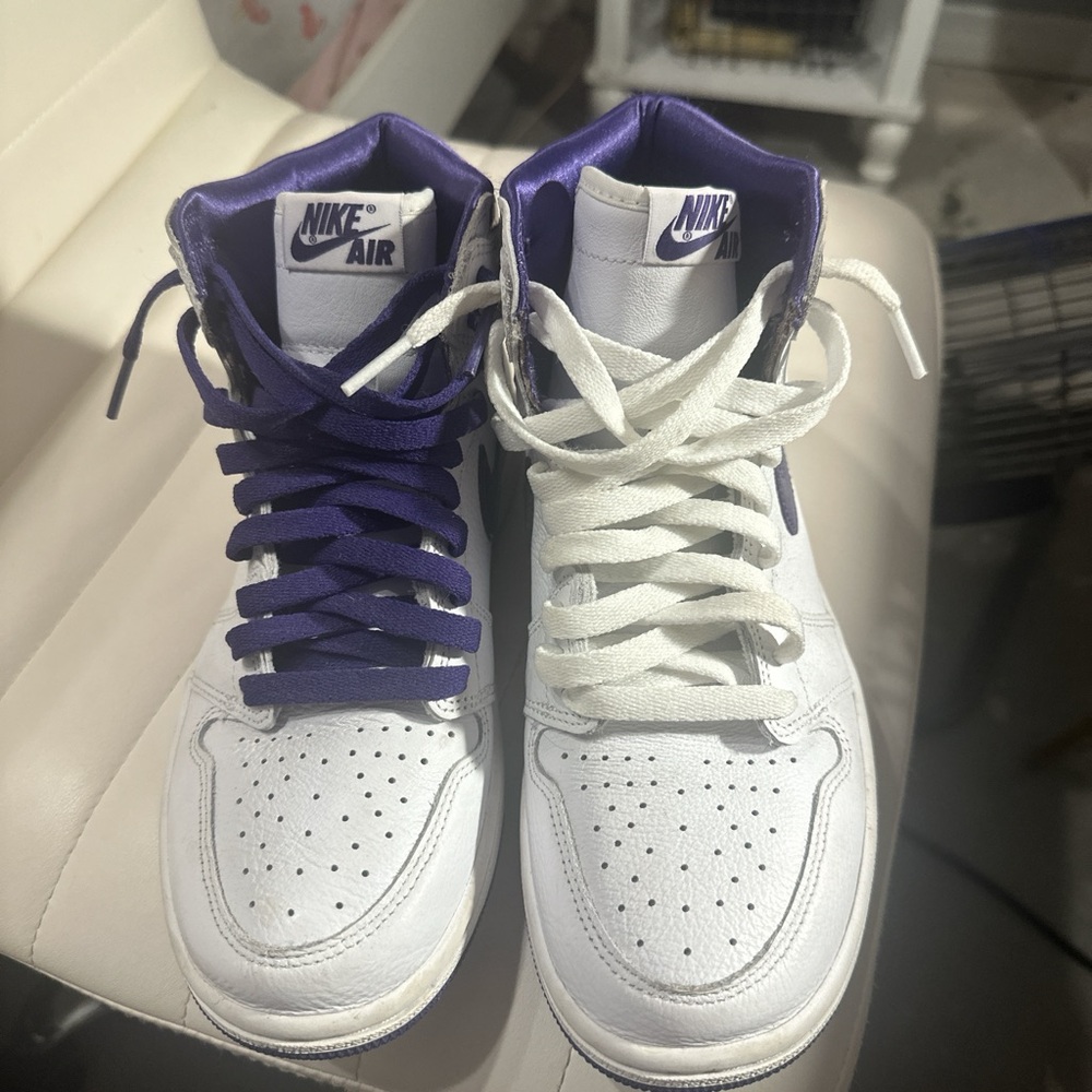 Nike Dual-Tone High-Top Sneakers in White and Purple